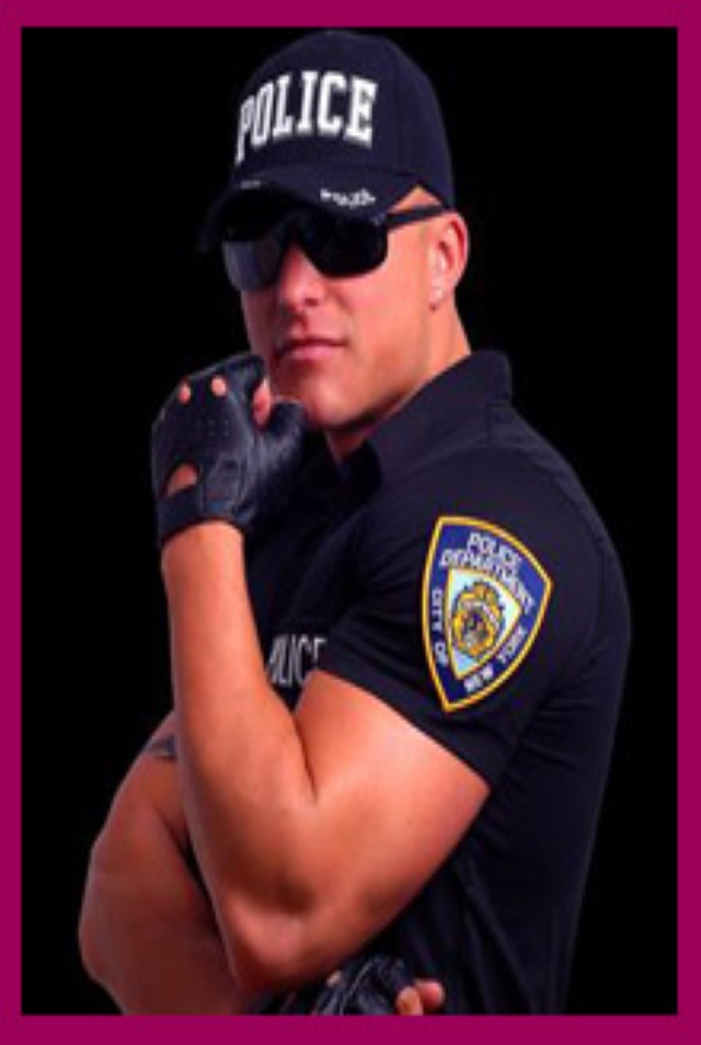 Gerbiona Boston cop theme male stripper for bachelorette parties